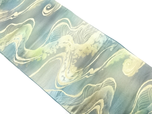 JAPANESE KIMONO / ANTIQUE FUKURO OBI / SILK / WOVEN MIST & STREAM